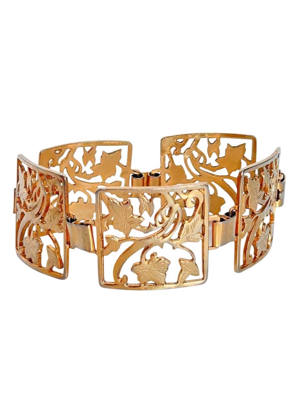 Vintage Art Noveau Style Vine Open Work Filigree Link Bracelet